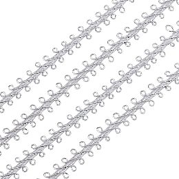 FINGERINSPIRE 49 Yards Metallic Braid Lace Trim Handmade Silver Circle Metallic Trim Crafts Silver Decorative Trim with Card for Curtain Slipcover DIY Costume Accessories 0.03"/9mm(W)