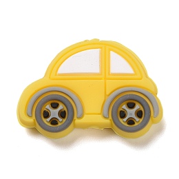 Honeyhandy Silicone Focal Beads, Car, Yellow, 21.5x32x8mm, Hole: 2.5mm