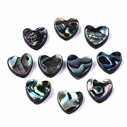 Honeyhandy Natural Abalone Shell/Paua Shell Beads, Heart, Colorful, 10x10.5x3.5mm, Hole: 1mm