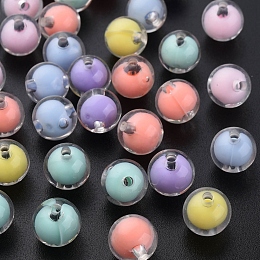 Honeyhandy Transparent Acrylic Beads, Bead in Bead, Round, Mixed Color, 11.5x11mm, Hole: 2mm, about 520pcs/500g