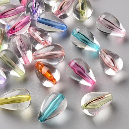 Honeyhandy Transparent Acrylic Beads, Teardrop, Mixed Color, 14.5x9.5mm, Hole: 1.6mm, about 600pcs/500g