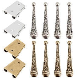 GORGECRAFT 4 Sets Iron Bolo Tie Kit Sterling Silver Plated Parts Round Slide Textured Tips Cord Sliver Bronze Alloy Cord End Slide Clasps Baseball Bat Embossment Carved for Fashion DIY Findings