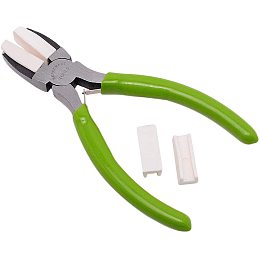 BENECREAT High Carbon Steel Flat Nose Pliers, Nylon Jaw Pliers, Green