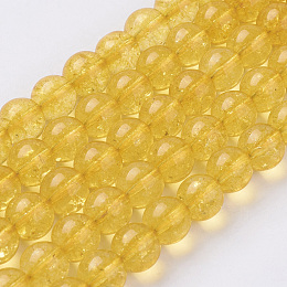 Honeyhandy Citrine Beads Strands, Round, Synthetic Crystal, Dyed & Heated, 10mm, Hole: 1mm, about 39pcs/strand, 15.5 inch