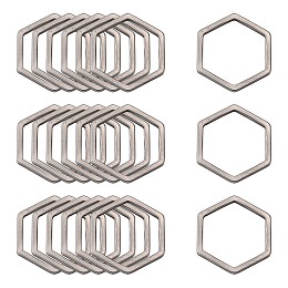 Honeyhandy 304 Stainless Steel Linking Ring, Hexagon, Stainless Steel Color, 13.5x12x0.8mm