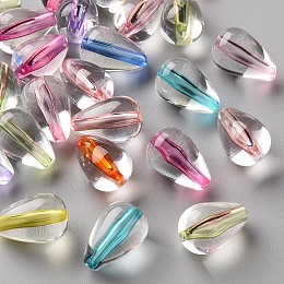 Honeyhandy Transparent Acrylic Beads, Teardrop, Mixed Color, 14.5x9.5mm, Hole: 1.6mm