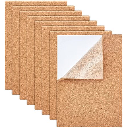 BENECREAT 4PCS 11.8x8.26 Inch Cork Sheets Cork Board with Adhesive Back (6mm Thick) for Coaster, Wall decoration, Party and DIY Crafts Supplies