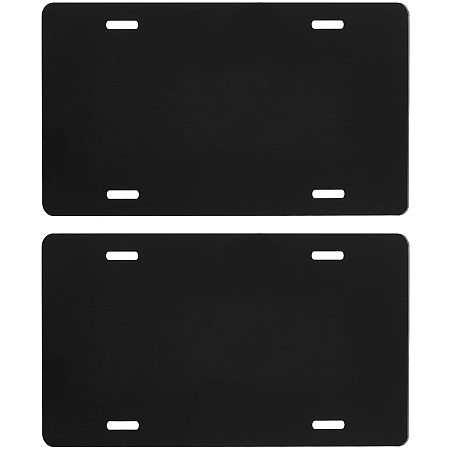 BENECREAT 5 Packs 6x12 Inch Black Aluminum License Plate Blanks Film Covered Waterproof Automotive License Plate for Custom Design Work, 0.6mm Thick