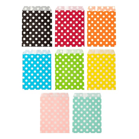 Honeyhandy 80Pcs 8 Colors Eco-Friendly Kraft Paper Bags, Gift Bags, Shopping Bags, Rectangle, Mixed Color, 18x13x0.02cm, 10pcs/color