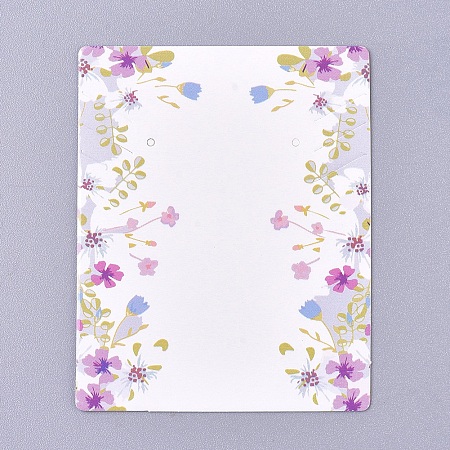 Honeyhandy Floral Pattern Paper Jewelry Display Cards, for Hanging Necklaces/Earring, Colorful, 63.5x51x0.3mm, Hole: 1.4mm