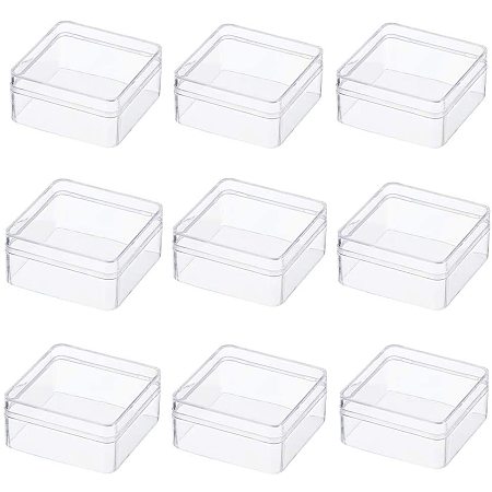 BENECREAT 10 Pack High Transparency 2.36x2.36x1.18 Plastic Bead Storage Containers for Earplugs, Pill and Small Jewelry Crafts
