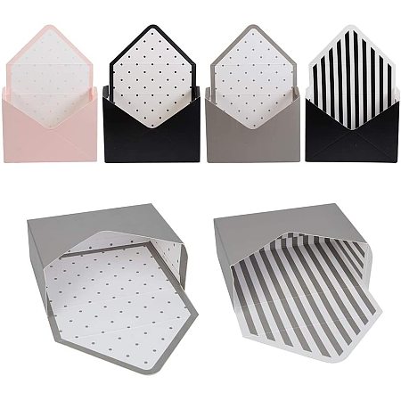NBEADS 5 Packs Florist Bouquet Packaging Envelope Gift Boxes, 5 Assorted Colors Stripe/Polka Dot Folding Carton Gift Boxes Jewelry Small Boxes for Wedding Birthday Party Decor Gifts Wrapping