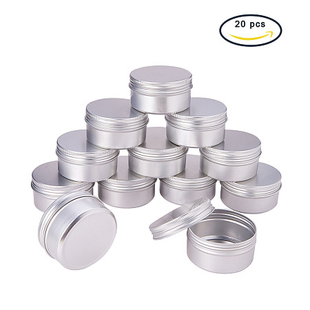PandaHall Elite 2.7oz 20 Pack Silver Aluminum Round Tins Empty Slip Slide Round Containers Bottle with Screw Lid for Lip Balm, Crafts, Cosmetic, Candles, Travel Storage