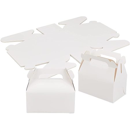 NBEADS 12 Pcs Paper Boxes, Food Packaging Box Boxes White Bakery Boxes with Handle for Bakery Wedding Birthday Party Favors Decoration, 9x16.5x15cm
