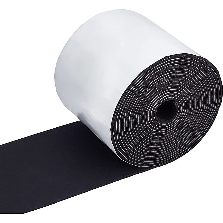 BENECREAT 6mx14cm Adhesive Felt Roll Black Sticky Felt Tape Strips 3mm Thick for Protect Furnitures, Hard Surface and Crafts, Decoration