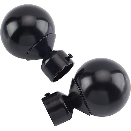 GORGECRAFT 2PCS Round Curtain Rod Finials Drapery Pole Ball End Black Replacement Decorative End Head Caps for 1”Home Office Curatins Rod Decor Supports(3.5x2.6inch)