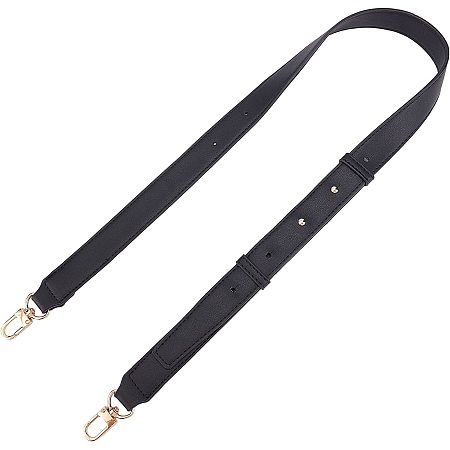 WADORN Leather Purse Strap, 39 Inch Adjustable Shoulder Bag Strap Replacement PU Leather Handbag Strap Crossbody Strap with Swivel Clasps for Wallet Satchel Bucket Bag, Black
