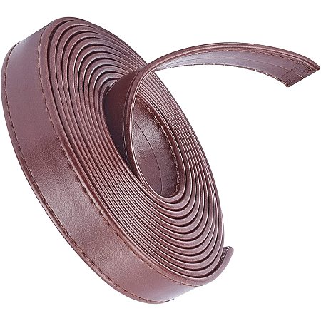 GORGECRAFT 118 Inches Double Sided Leather Strip Straps 0.8 inch Wide Flat Cord DIY Leather Strap String for Making Bag Strap Crafts Leather Belt Furniture Handles(Coconut Brown)