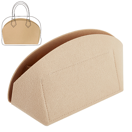 WADORN Felt Handbag Organizer Insert for LV Alma BB, Shell Shaper Tote Bag Organizer Portable Felt Liner Tidy Organizer Bag in Bag Multiple Compartments Interior Bag, 7.5x4.3x5.2 Inch(Khaki)