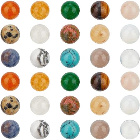 NBEADS 50 Pcs Natural Gemstone Beads, 8mm Random Mixed Stone Spacer Beads Natural Round Loose Beads Undrilled Chakra Crystal Stones for Balancing Energy Meditation Yoga Home Decor Pendants Making