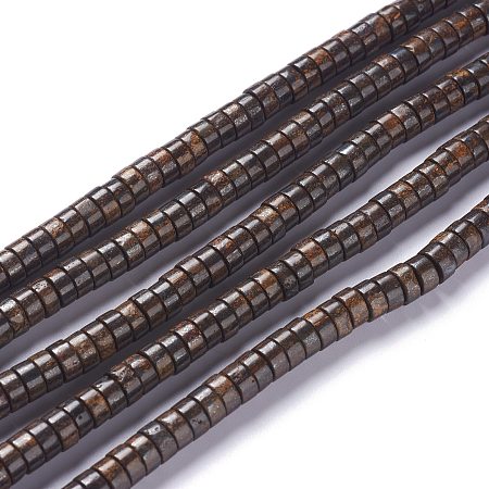 Honeyhandy Natural Bronzite Bead Strands, Disc, Heishi Beads, 7x3mm, Hole: 1mm, about 117pcs/strand, 15.75''(40cm)