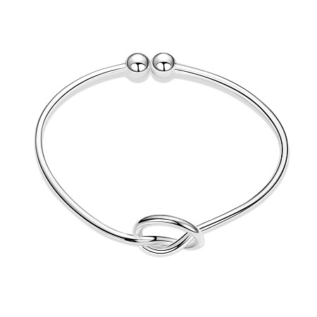 SWEETIEE 925 Sterling Silver Simple Love Knot Bracelet Tie the Knot Cuff Bangle for Women