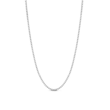 SHEGRACE 925 Sterling Silver Box Chain Necklaces, Carved with S925, Platinum, 17.7 inch(45cm)0.8mm