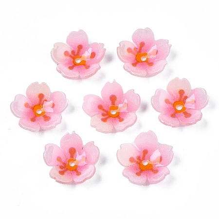 Plastic Beads, Flower, Pearl Pink, 17.5x18x4.5mm, Hole: 1.6mm
