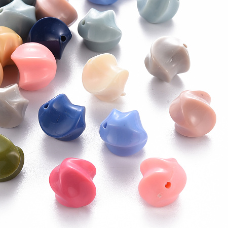 Arricraft Opaque Acrylic Beads, Twist, Mixed Color, 14x13x12.5mm, Hole: 1.6mm, about 387pcs/500g