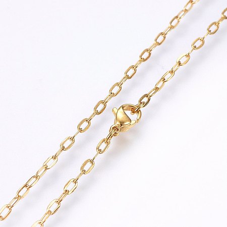 Honeyhandy 304 Stainless Steel Cable Chains Necklaces, with Lobster Claw Clasps, Golden, 17.7 inch(45cm), 2x0.5mm, link: 4x2x0.5mm