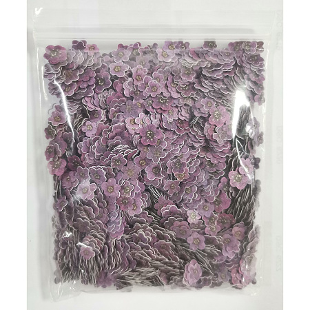 Honeyhandy Paper Cabochons, Nail Art Decorations, Flower, Medium Purple, 5~7x5~7x0.1mm, 50pcs/box