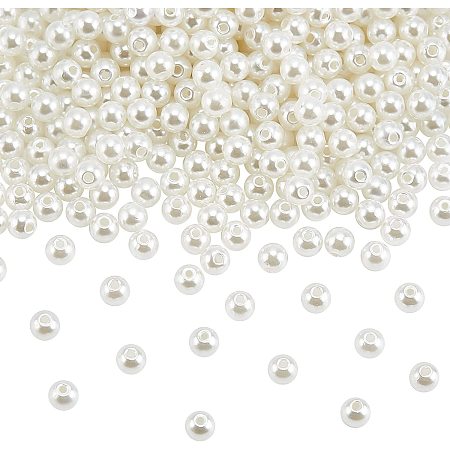 arricraft About 1000 Pcs Large Round Pearl Beads, 8mm Acrylic Pearl Beads Imitation Pearl Loose Beads for Wedding Decoration Jewelry Making (Hole : 2mm)