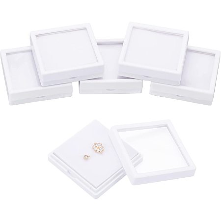 BENECREAT 6Pcs White Gemstone Display Box with Sponge Cushion Gift Boxes Clear Window Box for Jewelry Packing（2.8
