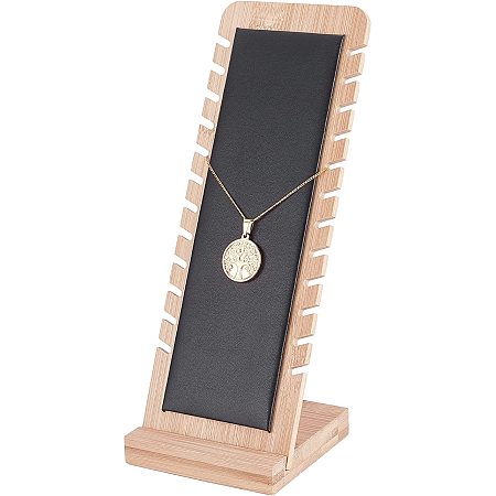 PandaHall Elite Necklace Display Boards, Jewelry Display Stand 12 Slot Necklace Holder Tabletop Display Boards Showcase Holder Long Chain Handing Organizer for Pendant Bracelet Display, 10.4x3.9 inch