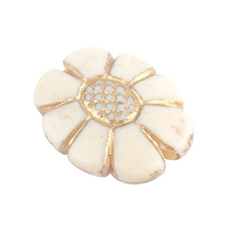 NBEADS 410pcs/500g Ridged Flower Plating Acrylic Loose Beads Cream with Golden Metal Enlaced for DIY Crafts Making, Beige, 20x15.5x6.5mm, Hole: 2mm