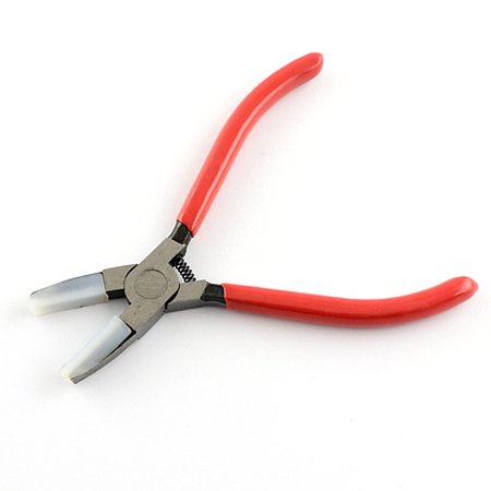 NBEADS 1 Pc Carbon Steel Jewelry Pliers Flat Nose Pliers Plated Stainless Steel About 142mm Long