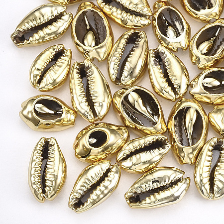 Cowrie Shell Beads, with UV Plated, No Hole/Undrilled, Gold, 13~16x8~11x5~6mm