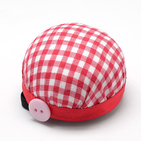 Honeyhandy Cloth Needle Pin Cushions, with Foam inside, Half Round/Dome, Red, 60x35~37mm