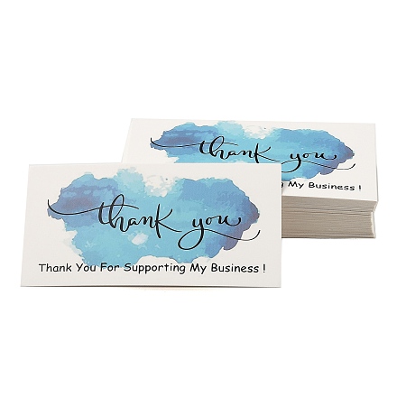 Honeyhandy Thank You for Supporting My Business Card, for Decorations, Rectangle, Sky Blue, 90x50x0.4mm, 50pcs/bag