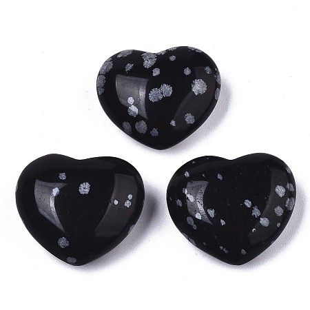 Honeyhandy Natural Snowflake Obsidian Heart Love Stone, Pocket Palm Stone for Reiki Balancing, 20x23x10mm