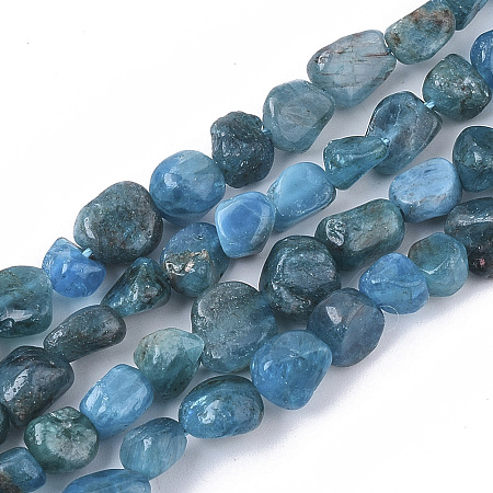 Honeyhandy Natural Apatite Beads Strands, Nuggets, Tumbled Stone, 5~11x3~8x3~6mm, Hole: 0.8mm, about: 52~56pcs/Strand, 15.94 inch(40.5cm)