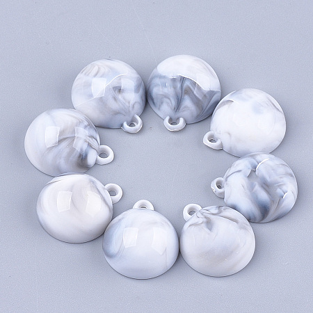 ARRICRAFT Acrylic Pendants, Imitation Gemstone Style, Half Round, WhiteSmoke, 18.5x15.5x8mm, Hole: 1.6mm