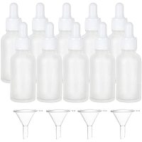 BENECREAT 12 Pack 30ml Frosted Dropper Bottle Frosted Essential Oils Bottle with White Rubber Cap, 4PCS Hoppers for Essential Oils Aromatherapy Blends