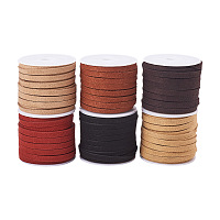 PandaHall Elite 6 Rolls Lace Faux Leather Suede Beading Cords Velvet String 5mm 5.5 Yard per Roll Mixed Color
