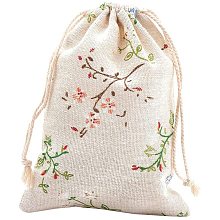 Pandahall Elite 50pcs 5x7" Burlap Packing Pouches Drawstring Bags with Printed Flower Gift Bag Wedding Favors Bag Advent Calendar Bags for Jewelry DIY Craft Wedding Party Shower Birthday Christmas