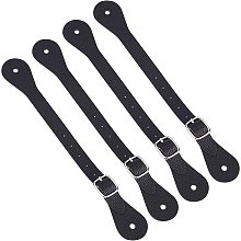 GORGECRAFT 4Pcs Leather Spur Straps Adjustable Boot Strap Western Man Woman Single Ply Leather Horizons Spur Straps with Zinc Alloy Clasp for Equestrian Supplies Thigh High Boots, Black