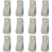 GORGECRAFT 12PCS Leather Drawer Pulls Handmade Cabinet Door Wardrobe Handle for Kitchen Bathroom Cabinets Cupboards Wardrobe Dresser, Grey