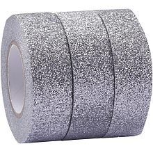 GORGECRAFT 3 Rolls 16.4 Yard x 0.6 Inch Silver Adhesive Tape Foil Masking Tapes Shinny Silver Tape Washi Paper Tape for DIY Scrapbook Decorative Adhesive Tapes Photo Album