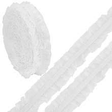 GORGECRAFT 10 Yards 25mm Wide Stretch Elastic Lace Trim Double Ruffle Organza Trim White Pleated Ribbon Fabric Edge Trimmings for DIY Sewing Craft Bridal Wedding Garment Decoration Gift Wrapping