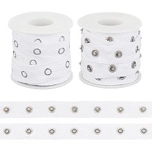 OLYCRAFT 5 Yards Sewing Snap Button Tape Trim 21mm Wide Metal Snap Tape White Press Button Tape Polyester Button Tape Sewing Fastener Press Stud Ribbon Trim for Sewing Crafts Clothing Accessories